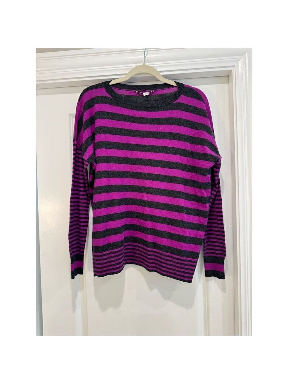Autumn Cashmere Women's Striped Pullover Sweater Size L Multicolor